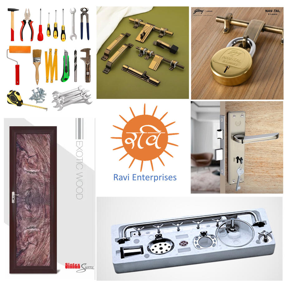 Buy Hardware items and tools, Locks, Sintex upvc doors at Ravi Enterprises. Picture shows various products in this category.